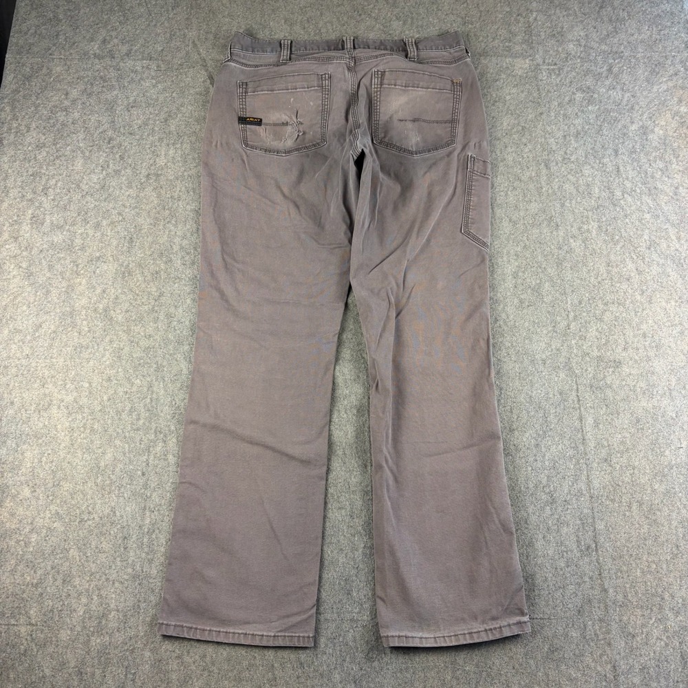 Ariat Rebar M4 Relaxed Straight Leg Cargo Pants Grey 32x29 Actual Distressed
